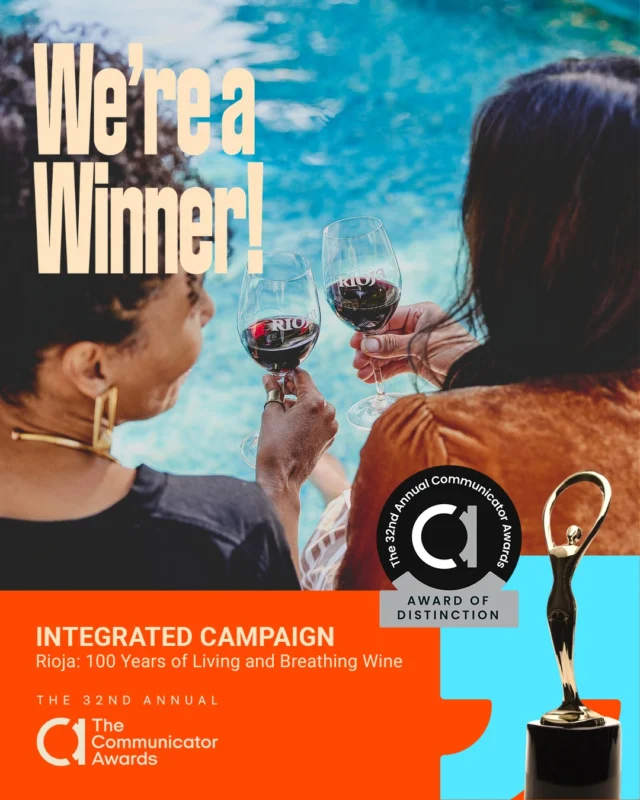 We won the Award of Distinction in the 32nd Annual #CommunicatorAwards for our integrated campaign celebrating 100 years of Rioja Wine!
@riojawine #agencyawards 

https://bit.ly/4wWJnZM